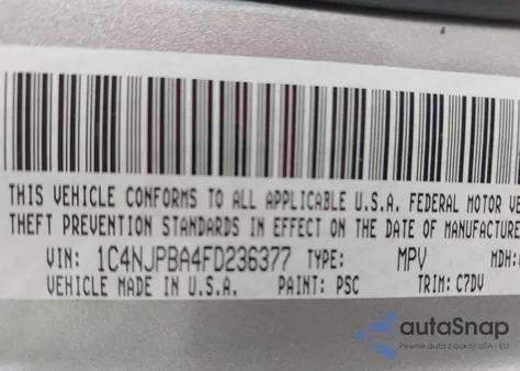 2015 Jeep Patriot Altitude Edition из США, поврежденный, VIN 1C4NJPBA4FD236377